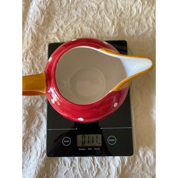 Living Art Carnival Hand-Painted Red & Yellow Polka Dot Ceramic Creamer Jug - Picture 7 of 10